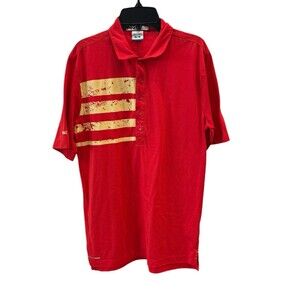 PING Men's Polo Shirt  Red Yellow Golf Modern Fit Short Sleeve‎ Size Medium